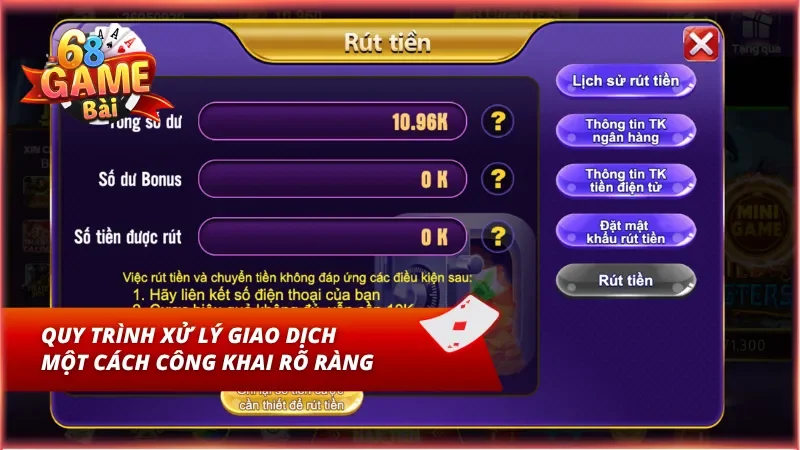 Giao diện màn hình giao dịch nạp tiền